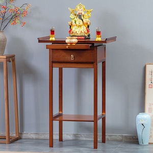 Table console de style chinois en bois avec rangement, table d'autel pour la décoration du Dieu de la Richesse - Product Image 1