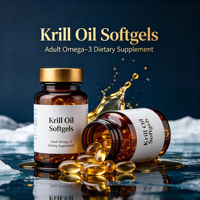 Capsules d'huile de krill en gélules molles, complément alimentaire oméga-3 antioxydant à faible teneur en gras pour adultes