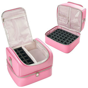 Bolsa de almacenamiento de esmalte de uñas resistente al agua de poliéster de piedra de moda de doble capa cierre de cremallera gran capacidad para 60 botellas 1 - Product Image 1