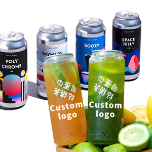 Lata de plástico con logotipo personalizado para mascotas, botella de bebida transparente de 330ml y 500ml