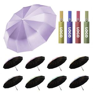 Parapluie pliant promotionnel entièrement automatique, coupe-vent, à baleines renforcées, 3 sections, avec impression de logo, idéal pour les voyages - Product Image 2