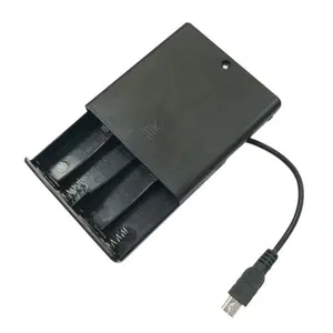 กล่องใส่แบตเตอรี่ AA 6V 4ช่อง Smt 4AA Switch & Cover เคสใส่แบตเตอรี่พลาสติกพร้อมขั้วต่อ Micro