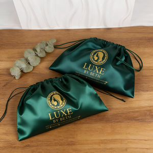 Profesyonel Peruk Paketleme Üreticisi Özel Logolu İpli Saten Çantalar Saç Demetleri İçin - Product Image 1