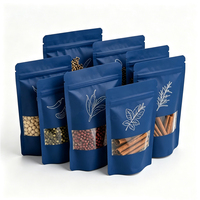 Sachet d'emballage alimentaire refermable à fond plat, pochette verticale avec fenêtre, sachet Mylar de qualité alimentaire à fermeture éclair