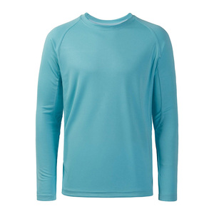 เสื้อตกปลาผู้ชายสีน้ำเงินแบบกำหนดเอง น้ำหนักเบา ทรงเข้ารูป คอกลม ระบายอากาศ แห้งเร็ว ป้องกันแสงแดด UPF 50 ผลิตจากโพลีเอสเตอร์ 100% เหมาะสำหรับวิ่ง ใส่ได้ในฤดูใบไม้ร่วง - Product Image 5