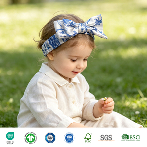 Bandeau en soie imprimé avec nœud pour enfants, 100 % pure soie de mûrier, accessoires de <span class=keywords><strong>luxe</strong></span> pour cheveux de bébé fille, vente en gros - Product Image 6