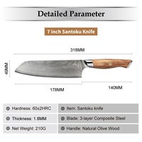 Amber Olive Holzgriff 7 Zoll Hochkarbon-Stahl Küchenmesser Santoku-Messer Japanisches VG10 Super-Kohlenstoffstahl Kochmesser