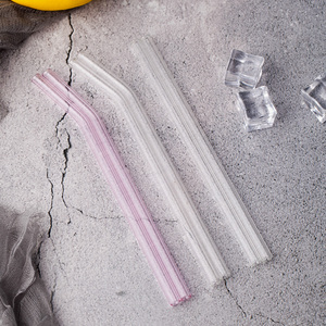 High Borosilicate Clear Glass <strong>Straws</strong> 0.8*20cm <strong>Reusable</strong> &amp; Eco-Friendly Bent Shape Drinking <strong>Straws</strong> - Product Image 6