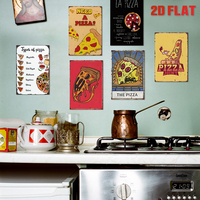 Juego de Letreros Metálicos con Temática de Pizza Retro, Decoración de Pared Vintage para Cocina, Comedor o Bar