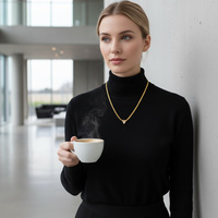 Kalung Rantai Kepang Lapis Emas Anti Karat Tahan Air dari Baja Anti Karat, Produk Terlaris Tiktok Fanhua Jewelry