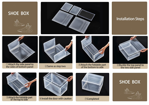 Có Thể Xếp Chồng Sneaker Thùng Giày Hộp Hộp Giày Lưu Trữ Nhựa Rõ Ràng <span class=keywords><strong>Drop</strong></span> Side Từ Cửa AJ Gấp Lưu Trữ Trong Suốt - Product Image 4