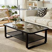Table basse de rangement pour salon, usage domestique, style minimaliste moderne de luxe léger, pour petits appartements, en fer forgé, double niveau
