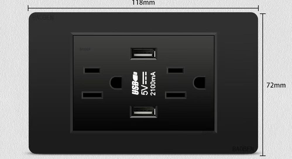 Integrated Taiwan Standard 6-Hole Socket with Dual USB
