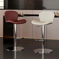 Tabouret de bar moderne en acier inoxydable avec cadre pivotant, hauteur réglable, revêtement en cuir PU, pour îlot de cuisine, comptoir, salle à manger