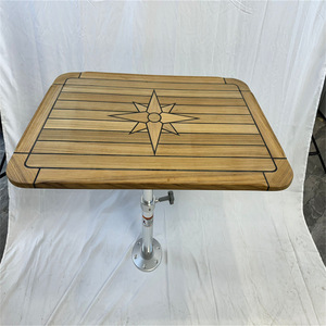 Rectangular Teak Tabletop <b>with</b> Star Pattern and Rounded Corners 580x900mm <b>Foldable</b> for Courtyard Yacht RV Marine Accessories - Product Image 2