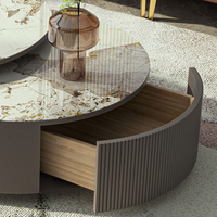 Table basse ronde de luxe moderne avec plateau en pierre frittée, mobilier de salon, OEM ODM, taille et couleur personnalisées