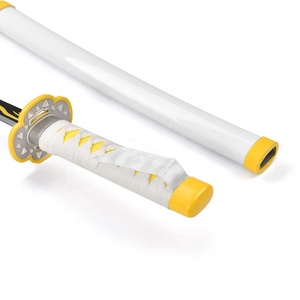 Espada metálica en miniatura sin pulir de <span class=keywords><strong>Zenitsu</strong></span> Agatsuma del anime japonés "Demon Slayer" de 45 cm con funda. - Product Image 4