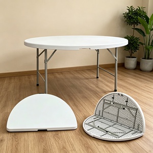 <span class=keywords><strong>Table</strong></span> de salle à manger pliante ronde de 6 pieds en plastique, portable, pour <span class=keywords><strong>12</strong></span> <span class=keywords><strong>personnes</strong></span>, idéale pour événements, banquets et mariages – Vente en gros à prix abordable - Product Image 4