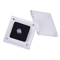 Boîte de présentation magnétique en acrylique transparent pour cristaux et pierres précieuses, format carré personnalisé 50x50mm 60x60mm, pour diamants en vrac