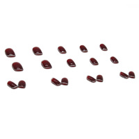 24 pièces/boîte rouge vin couleur presse sur les ongles conseils taille courte vie quotidienne ongles artificiels paillettes faux ongles