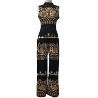 Combinaison Femme Été 2024 S-5XL, Sans Manches, Col Montant, Imprimée Florale, Jambes Larges Droites, Pantalon Long, Décontractée et Ajustée