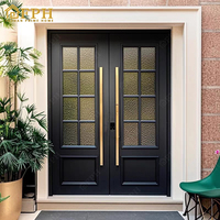 Porte d'entrée double en aluminium de style français moderne avec verre trempé et arche, pour maisons, livraison DDP aux États-Unis