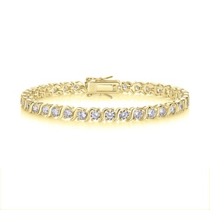 Wholesale High Quality 14k <b>Gold</b> Filled Round Cut Vvs Gra Certified Moissanite Jewelry Wave <b>String</b> Tennis Bracelet for Women - Product Image 5