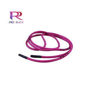 Fashion Pink Color 4-5mm Polyester Round Braided Rope With Tips Shoelace Hoodie Drawstring Cord Rope