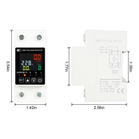 Interrupteur intelligent WIFI 2P 63A Smartlife avec compteur d'énergie Kwh, disjoncteur, minuterie et protection contre les surtensions, les surintensités et les fuites