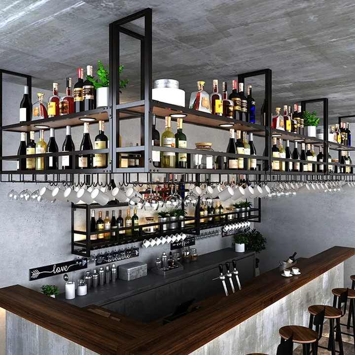 Fancy Lighted Customized Decorative Gold Wall Mounted Wine Rack Wine