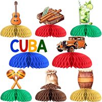 8 Piezas de Centros de Mesa de Panal de Abeja de Cuba, Decoraciones para Mesa de Noche de Habana, para Fiestas de Cumpleaños de Niños y Niñas, Baby Shower