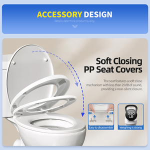 WC en céramique deux pièces, à poser au sol, profondeur compacte 25 pouces, pour petite salle de bain ou buanderie - Product Image 2