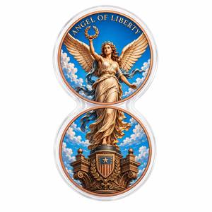Pièce de monnaie commémorative en cuivre à double face Ange de la Liberté, 2 pièces de 1 once en cuivre pur .999, pièce souvenir avec étui de présentation pour collection - Product Image 1