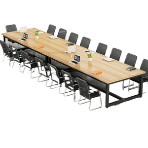 Table de conférence rectangulaire longue avec gestion des câbles pour 6 à 10 personnes, poste de travail de formation moderne pour bureau - Product Image 1
