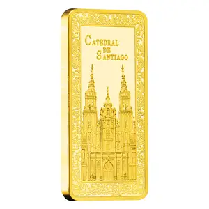 Camino De Santiago Gold Bar Collectible Gift 50mm Gold Plated Souvenir Coin Commemorative Coin