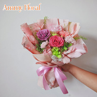 AM-PFI25 Ammy Bouquet de roses éternelles, fleurs de mariage, bouquet de roses éternelles pour la Saint-Valentin, décoration d'événements