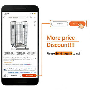 भारी शुल्क रोल केज 500 किलोग्राम क्षमता जस्ती इस्पात फ्रेम चार कैस्टर भंडारण कंटेनर गोदाम रसद ट्रॉली - Product Image 6