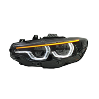 Faro Delantero SJC para BMW Serie 4 F32 M3 M4 F8X F80 F82 2013-2017 V3 Estilo Ikon Shadow Line, Tricolor Amarillo, Blanco y Ámbar