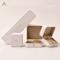 Boîte d'emballage de bijoux Auralux, collier, bracelet, boucles d'oreilles, bague, boîte d'emballage de bijoux personnalisée, logo personnalisé, boîte d'emballage de bijoux en cuir PU de luxe