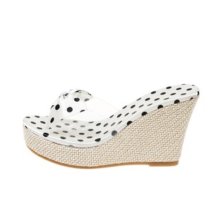 Viviblook Z415AS01 Sandales compensées pour femme, d'été, à pois transparents, avec nœud, à bout ouvert, style décontracté - Product Image 5