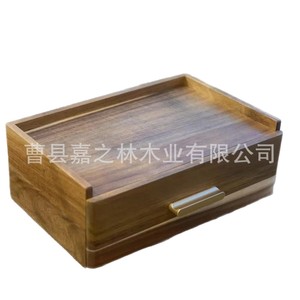 Wooden Drawer Tea Storage Box With Compartment For Tea Bags And Tea Set Desktop Organizer <b>Rectangle</b> 12.5cm Height - Product Image 5
