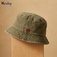 Chapeau Bob Unisexe Personnalisable avec Logo, en Coton Vert Délavé, Réglable et Respirant, avec Patch en Cuir, Idéal pour la Pêche et les Activités de Plein Air Toutes Saisons