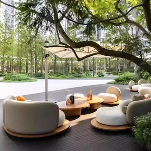 Ensemble de canapés de jardin en teck en forme de L, résistant aux intempéries, en bois massif, pour patio, villa, terrasse - Product Image 2