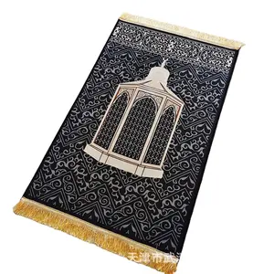 Tapete de oração muscular hajj, tapete de travesseiro estampado estilo médio oriental
