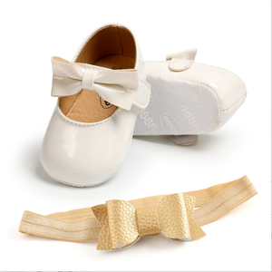 Nuevo Conjunto de 2 Piezas de Zapatos de Vestir Antideslizantes de Gamuza con Lazo para Niña y Diadema, Regalo para Fiesta de Cumpleaños de Bebé - Product Image 4