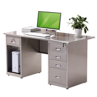 Bureau d'étude de bureau étanche épaissi bureau d'ordinateur en acier inoxydable 304 avec tiroirs matériau métallique
