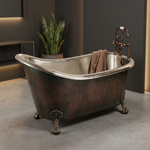 Baignoire rectangulaire autoportante en cuivre avec couvercle, finition bronze huilé antique, pour salle de bain - Indian Home Craft - Product Image 3