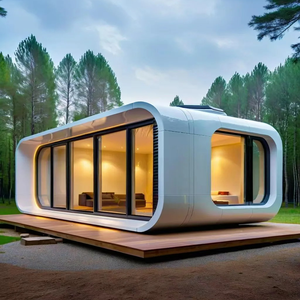 Casa Prefabricada Modular de Vidrio de 20 pies/40 pies, Tipo Hotel, Oficina, Vivienda Pequeña, Portátil, Estilo Cápsula, Cabaña Prefabricada Tipo Apple - Product Image 1