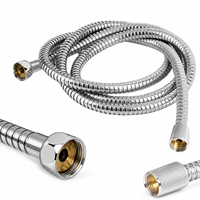 Tuyau de douche en acier inoxydable à double verrouillage 1,5 m/2 m, flexible, chromé, avec écrou en laiton massif, anti-torsion, anti-explosion