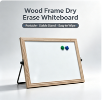 Tableau blanc effaçable à sec portable avec cadre en bois et support en métal, mini tableau blanc magnétique pour enfants, enseignants